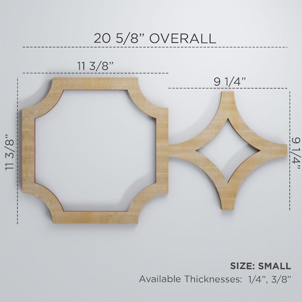 Small Anderson Decorative Fretwork Wood Wall Panels, Alder, 20 5/8W X 11 3/8H X 3/8T